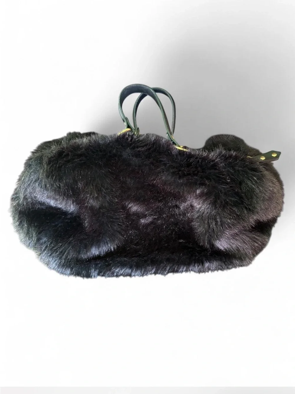 Mob Wife aesthetic Aleonto Collezioni Italian Faux Fur handbag purse Y2K style